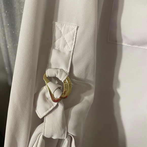 Preowned Michael Kors cream white womens collar shirt top blouse size large - Picture 7 of 12